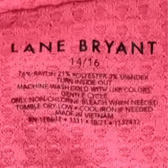 Lane Bryant Size 14/16 Top Womens Pink Textured Long Sleeve Lightweight Casual - Picture 6 of 7